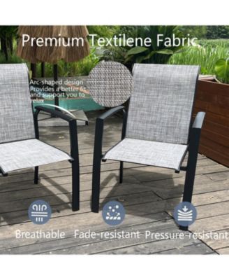 Streamdale Metal Outdoor Dining Chairs - Set of 2, Black Frame