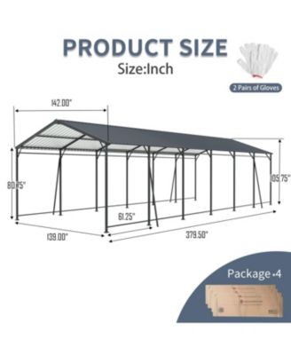 Streamdale 12x32 FT Heavy Duty Galvanized Steel Carport Garage