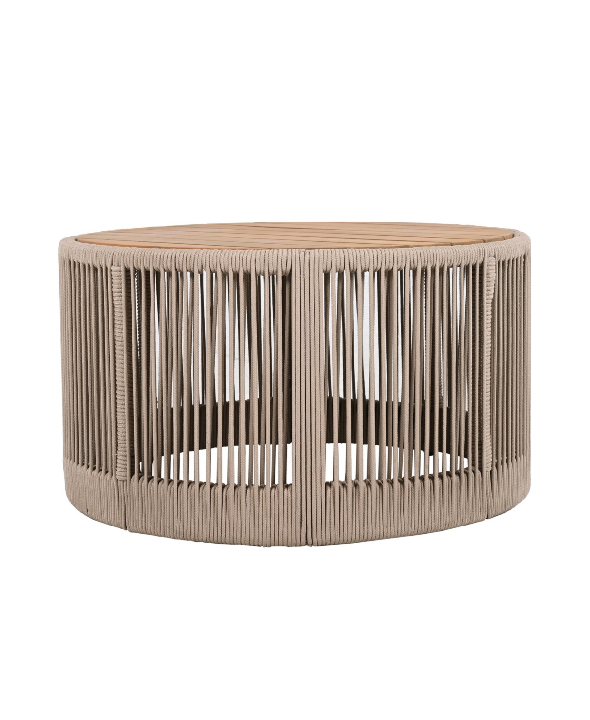 Streamdale Furniture Rustic Industrial Coffee & Side Table Set - Rope Beige