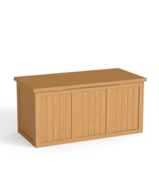 67 Gallon Wooden Deck Box - Outdoor Storage, Seat & Table Top