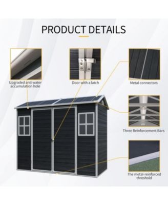 Streamdale 8x4 Outdoor Storage Shed, Two-Window, Double-Door, Black (W540S00046