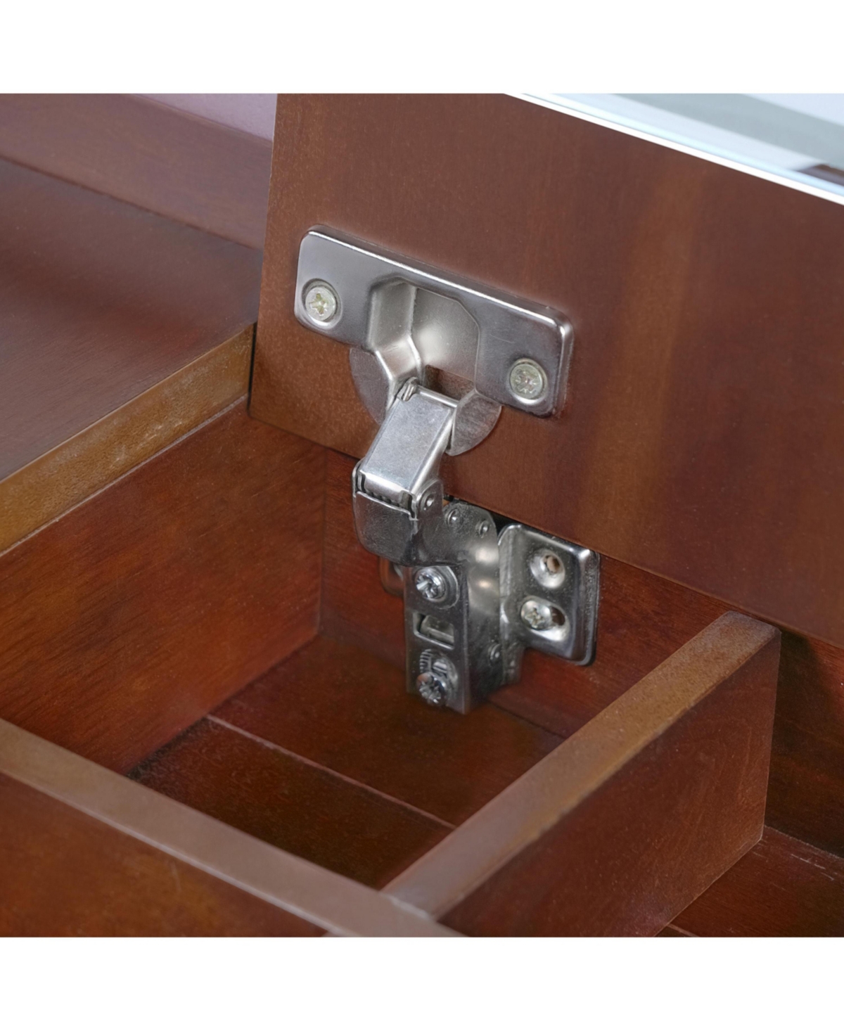 Streamdale Furniture3-in-1 Flip-Top Vanity Desk w/ Led, Adjustable Length, Drawers - Walnut