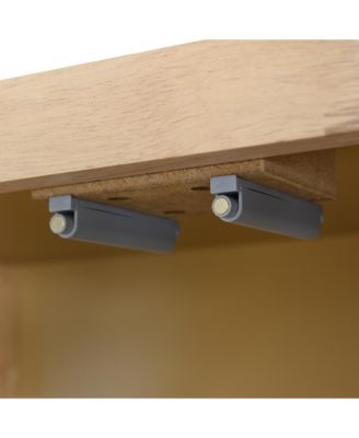 Rattan Adjustable Shelves, Push-to-Open Buffet Cabinet