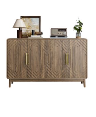Streamdale Carved 4-Door Sideboard Buffet Cabinet with Adjustable Shelves