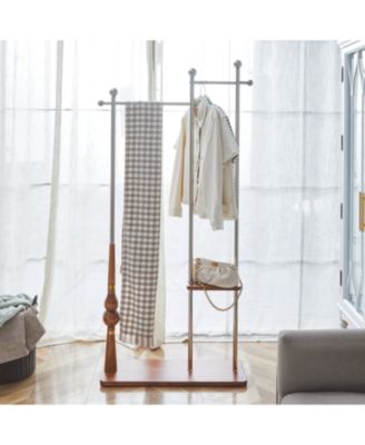 Streamdale 70" Industrial Coat Rack - Wood & Steel, Double Layer Hanger