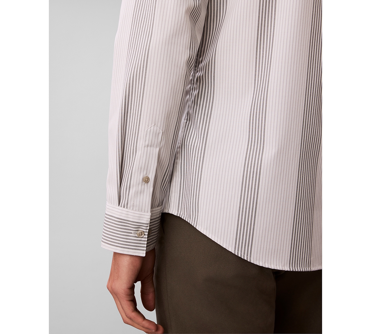 Calvin Klein Men's Yarn-dyed Stripe Supima Stretch Slim Shirt In Gray