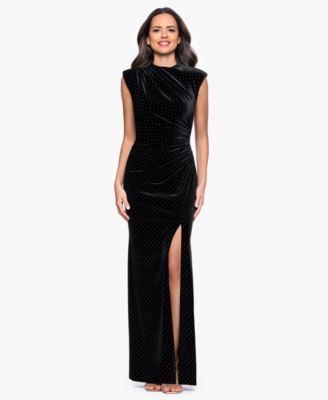Petite Mock Neck Velvet Gown