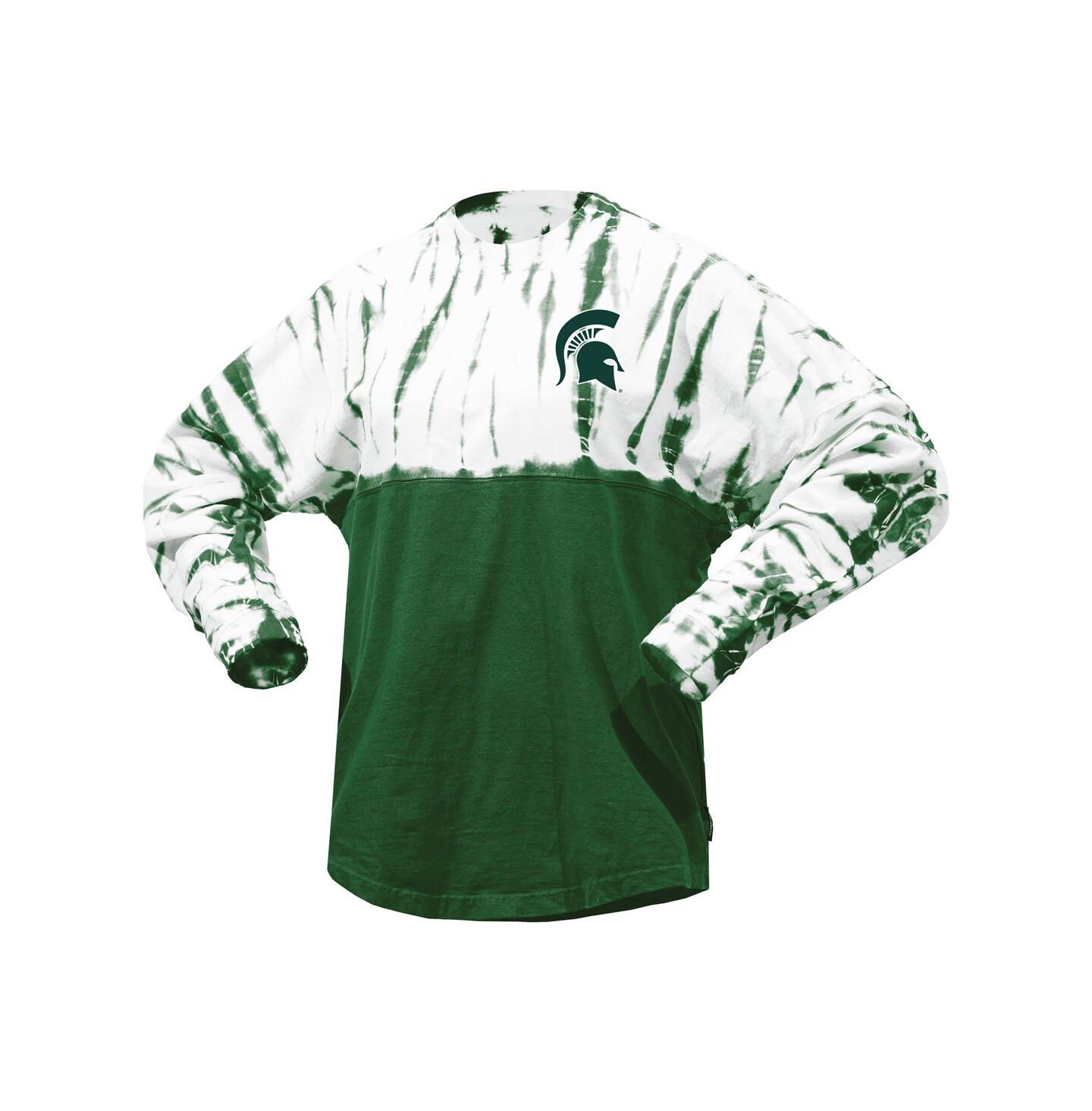 Женская футболка Spirit Jersey Green Michigan State Spartans Tie-Dye Long Sleeve Jersey — фото 3