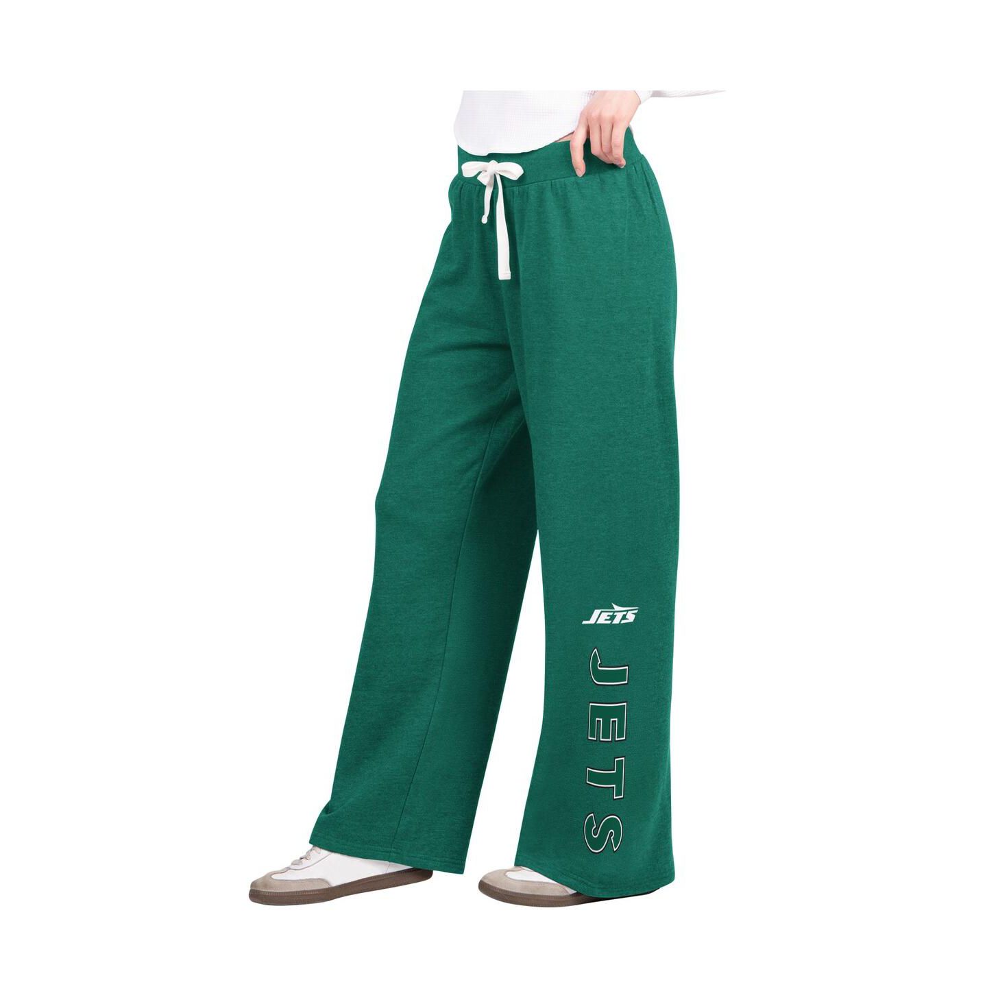 Женские брюки G-III 4Her by Carl Banks Green New York Jets Field Wide Leg Sweatpants — фото 1