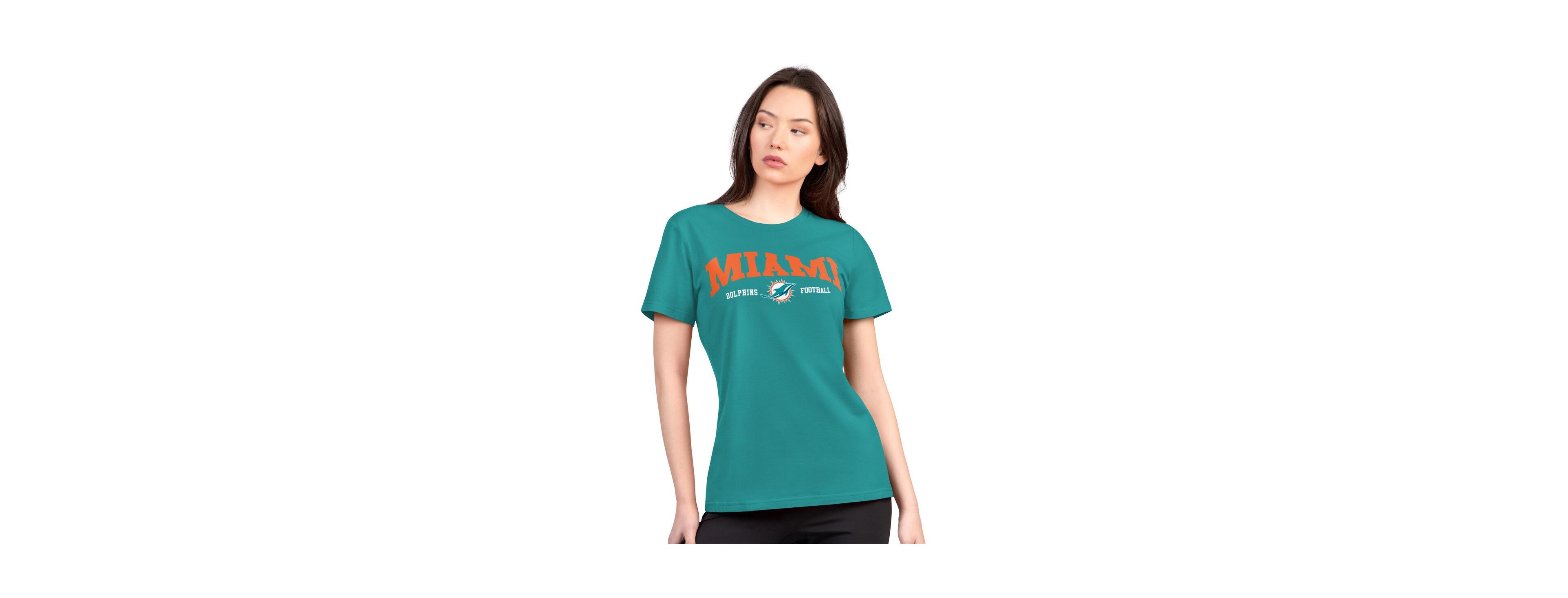 G-iii 4Her by Carl Banks Women's Aqua Miami Dolphins Super-Slim Lightweight Winning Crew T-Shirt