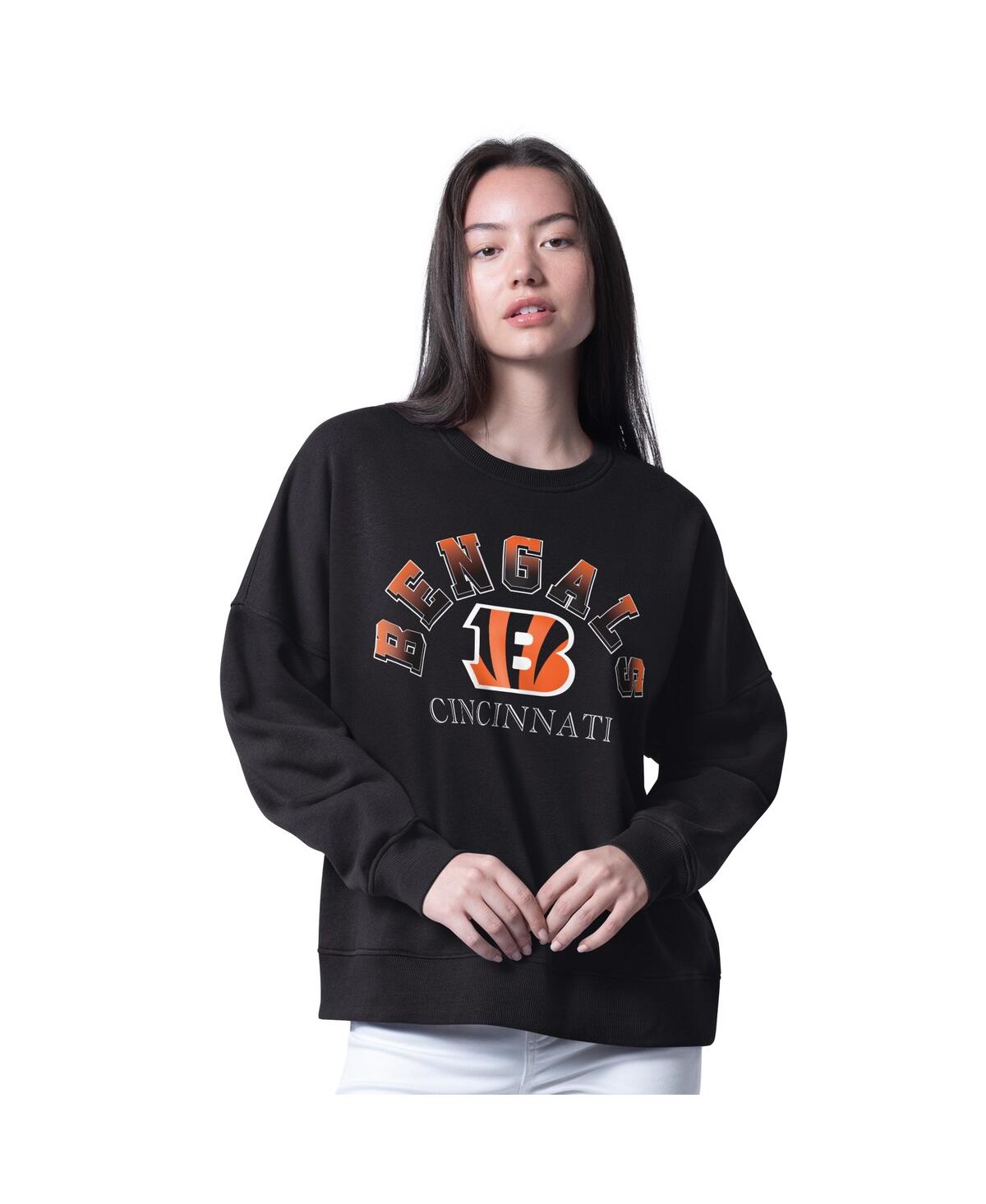 G-iii 4her By Carl Banks Women's Black Cincinnati Bengals Oversized Feud Sweatshirt In Black
