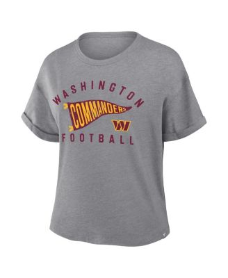 Women's Heather Gray Washington Commanders Pennant Wave Tribute Tri-Blend Boxy T-Shirt