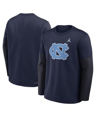 Men's Navy North Carolina Tar Heels 2025 Sideline Coach Performance Long Sleeve T-Shirt