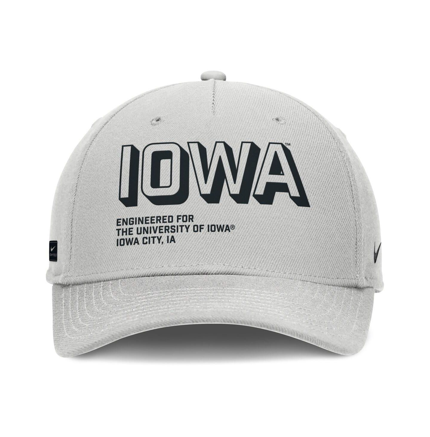 Мужская кепка Nike Gray Iowa Hawkeyes 2025 Sideline Dust Pinched Rise Adjustable Hat — фото 4