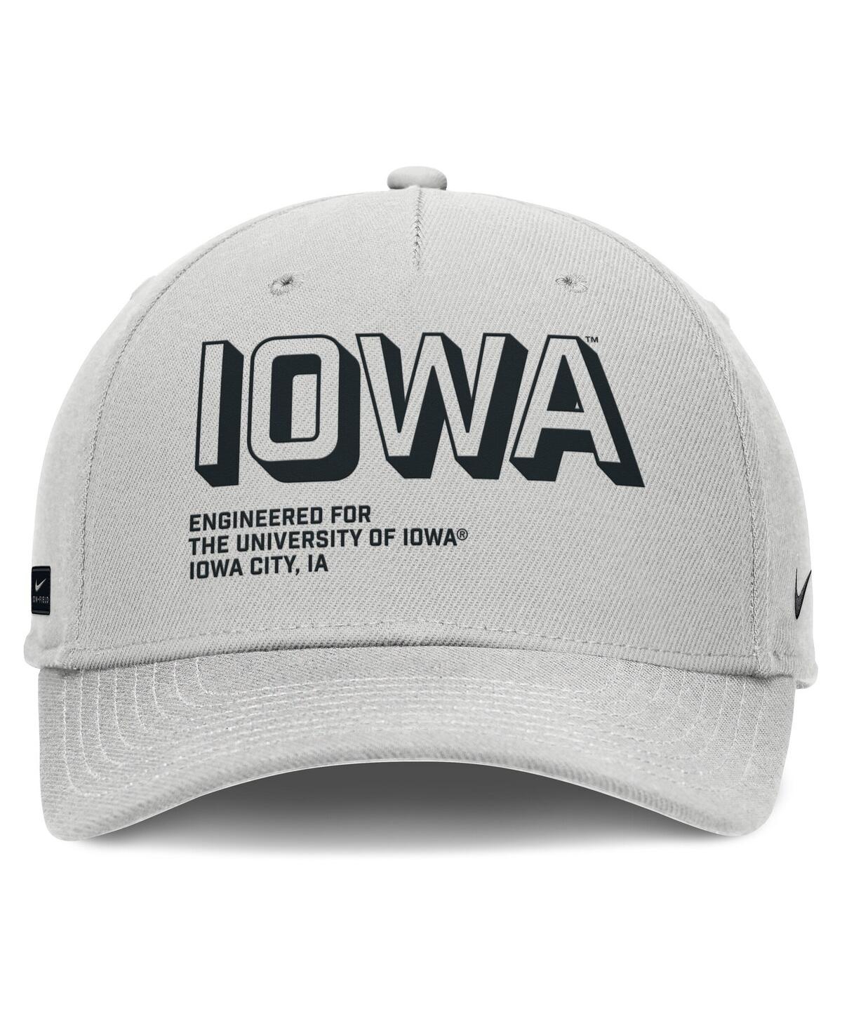 Nike Men's Gray Iowa Hawkeyes 2025 Sideline Dust Pinched Rise Adjustable Hat In White