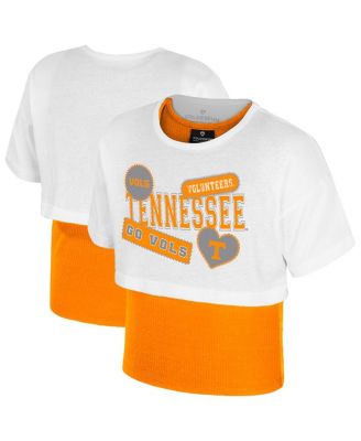 Colosseum - Big Girls&nbsp;White Tennessee Volunteers Gale Cropped 2Fer Top