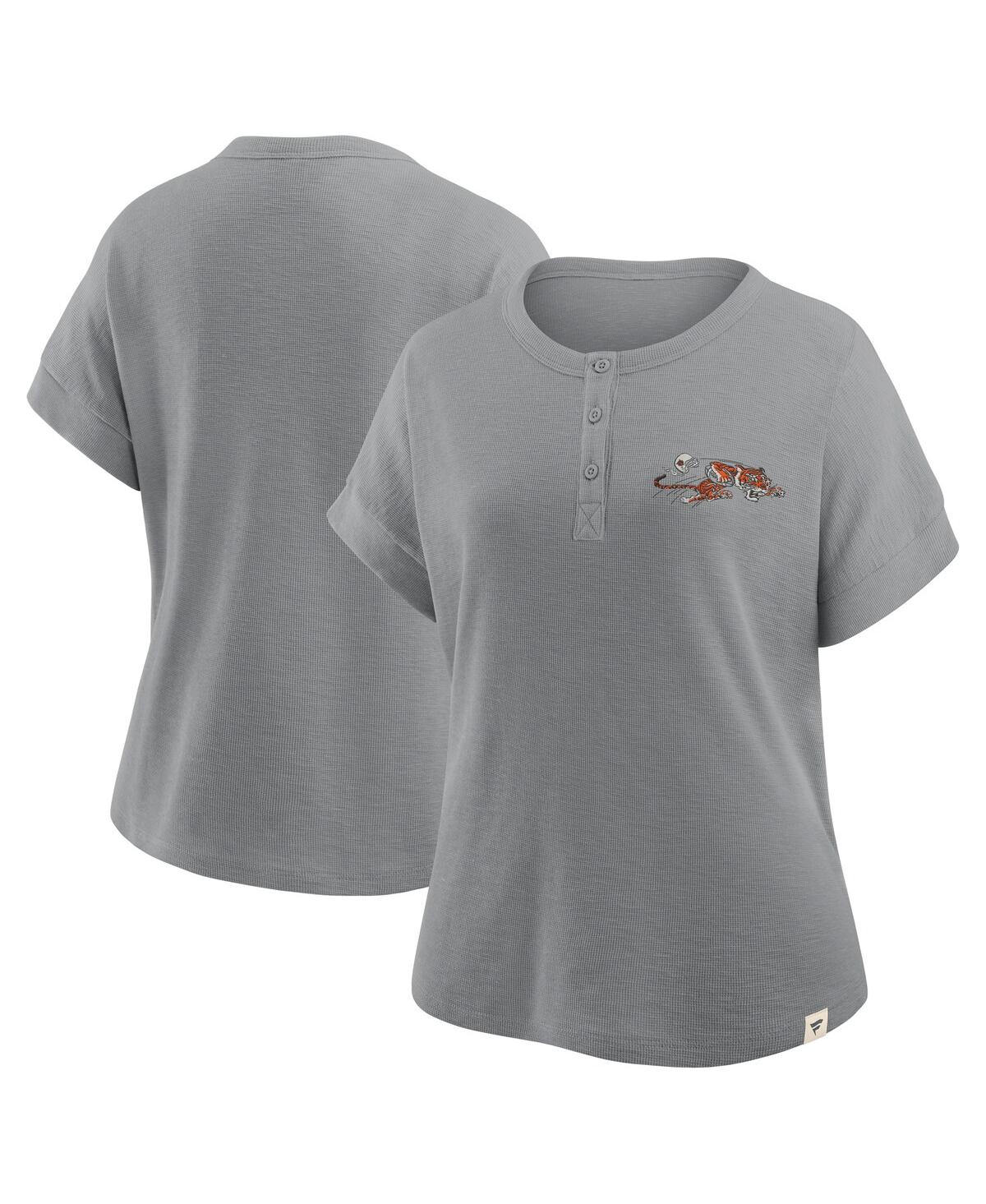 Fanatics Women's Heather Gray Cincinnati Bengals Oversized Hometown Premium Henley Shirt