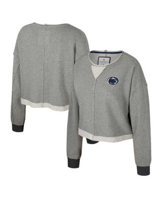 Colosseum - Women's Charcoal Penn State Nittany Lions Magnum Scoop Neck Cropped Pullover Sweatshirt