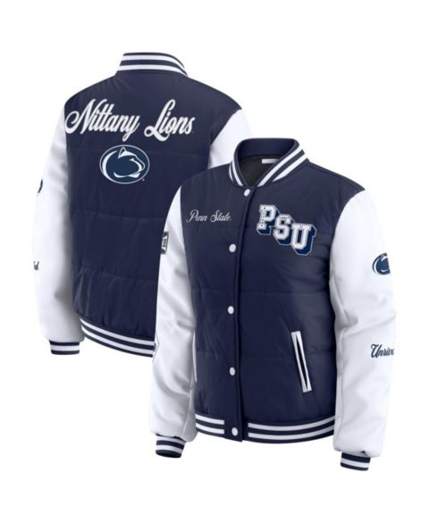 Женские куртки WEAR by Erin Andrews Women's Navy Penn State Nittany Lions Varsity Puffer Jacket