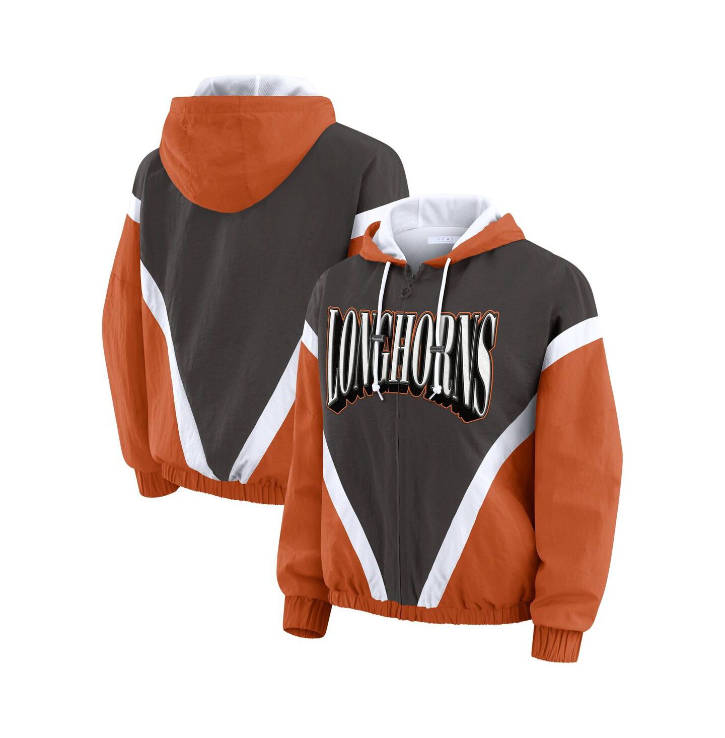 Женская куртка WEAR by Erin Andrews Texas Orange/Gray Texas Longhorns Color Block Full-Zip Windbreaker — фото 1