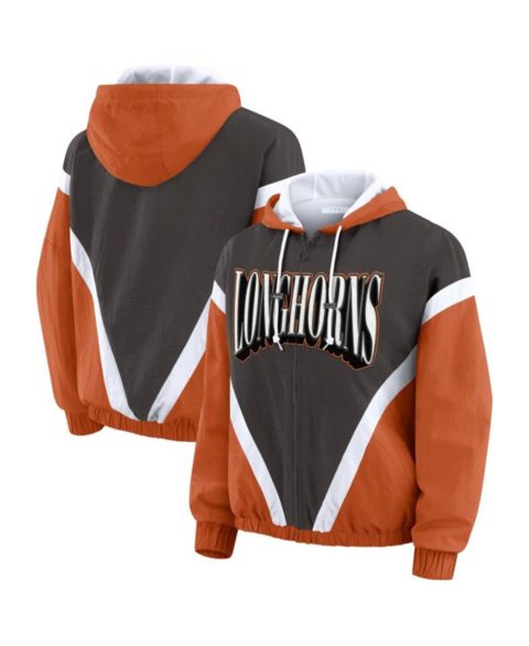 Женские куртки WEAR by Erin Andrews Women's Texas Orange/Gray Texas Longhorns Color Block Full-Zip Windbreaker Jacket