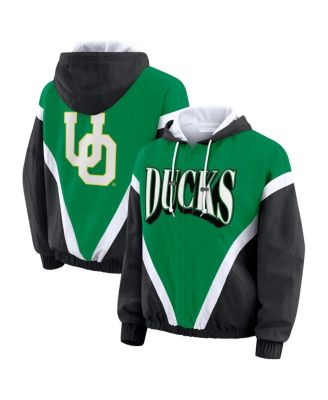 Women's Green/Black Oregon Ducks Color Block Full-Zip Windbreaker Jacket