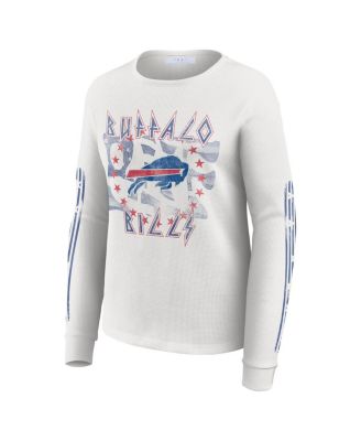 Women's White Buffalo Bills Graphic Waffle Long-Sleeve T-Shirt