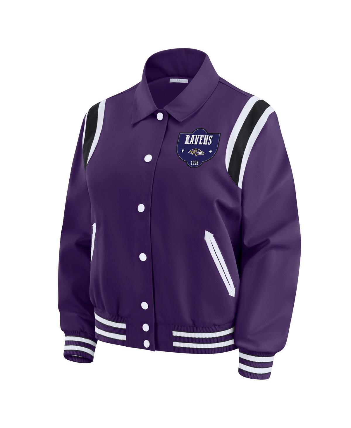 Wear By Erin Andrews Women's Purple Baltimore Ravens Varsity Lightweight Full-snap Jacket In Purple