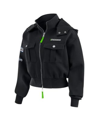 Women's Black Seattle Seahawks Patch Pocket Bomber Jacket