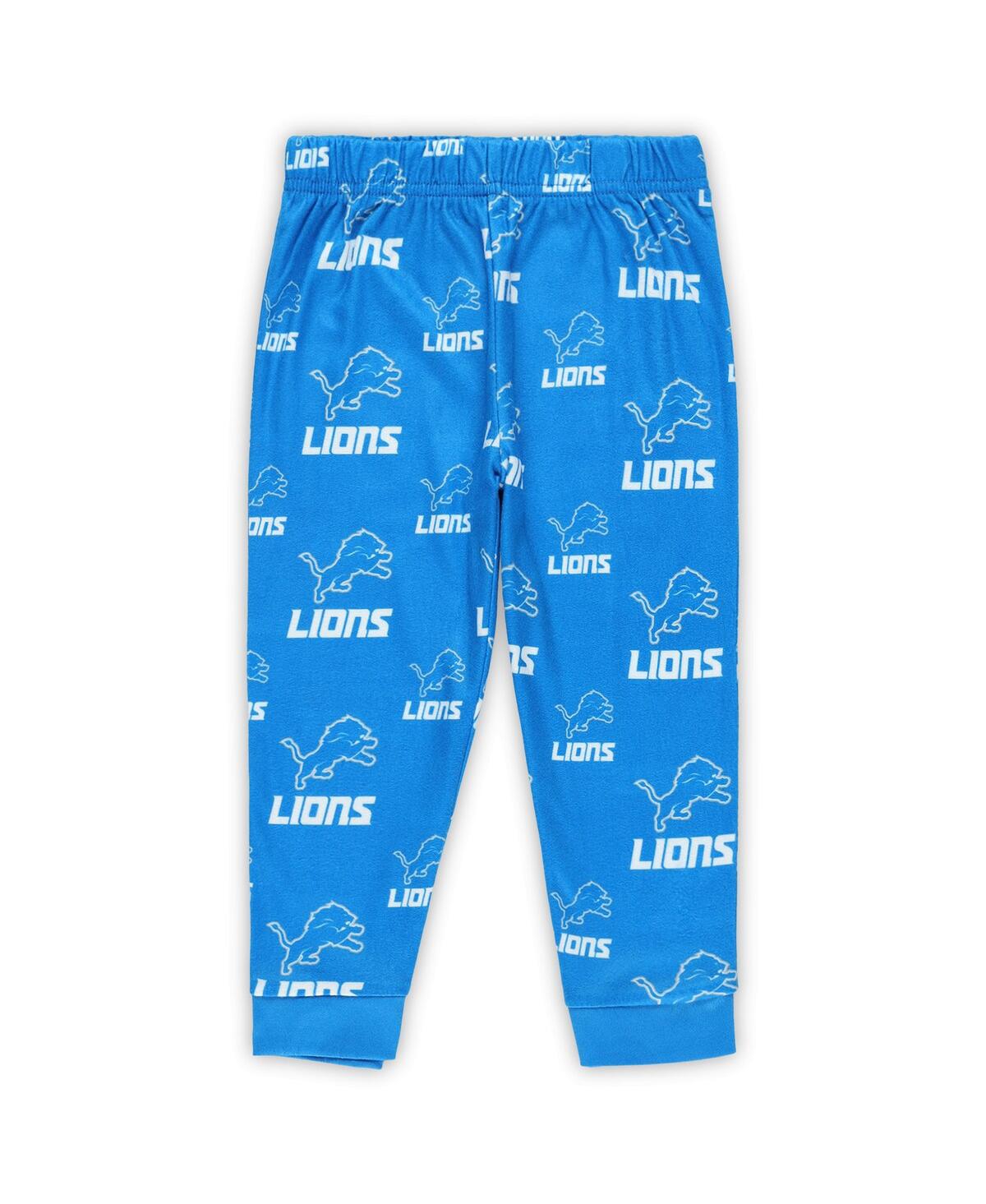 Outerstuff Toddler Blue Detroit Lions All-Over-Print Long Sleeve T-Shirt and Pants Sleep Set