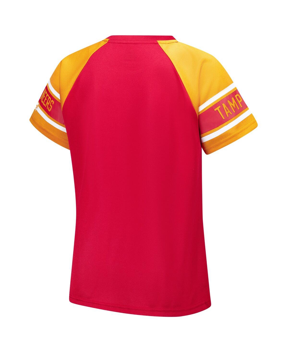 Starter Women's Orange Tampa Bay Buccaneers 1st Rounder Color Block Raglan Top In Red
