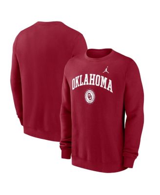 Jordan - Men's Crimson Oklahoma Sooners Arched Seal Pullover Sweatshirt