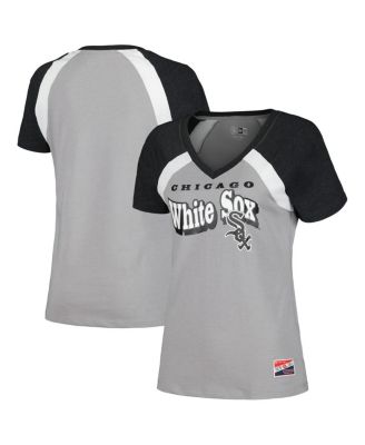 New Era - Women's Gray Chicago White Sox Heathered Raglan V-Neck T-Shirt