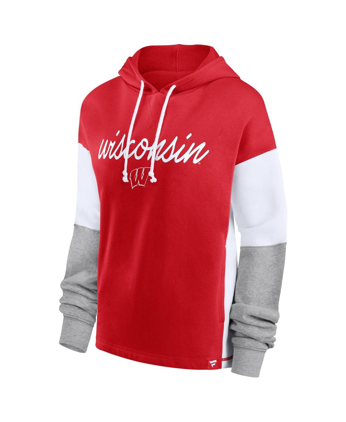 Fanatics Women's Red Wisconsin Badgers Play It Safe Color Block Pullover Hoodie