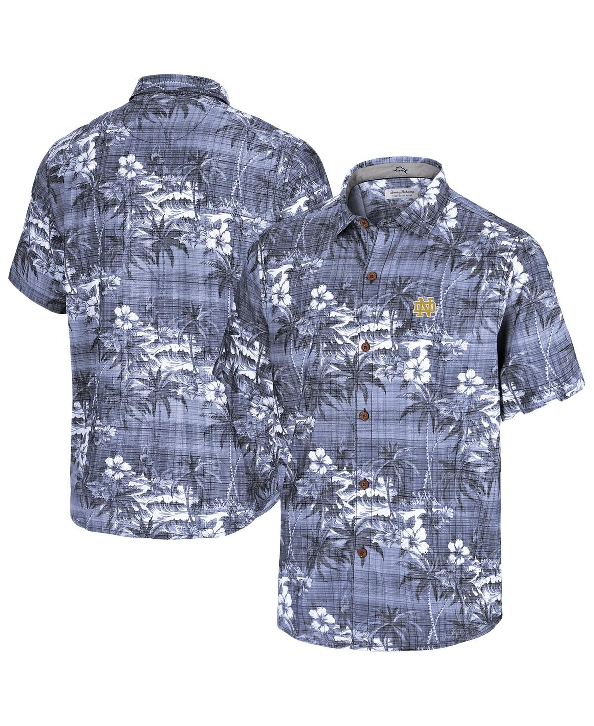 Tommy Bahama Men's Navy Notre Dame Fighting Irish Coconut Point Palmetta Islandzone Camp Button-up Shirt In Blue