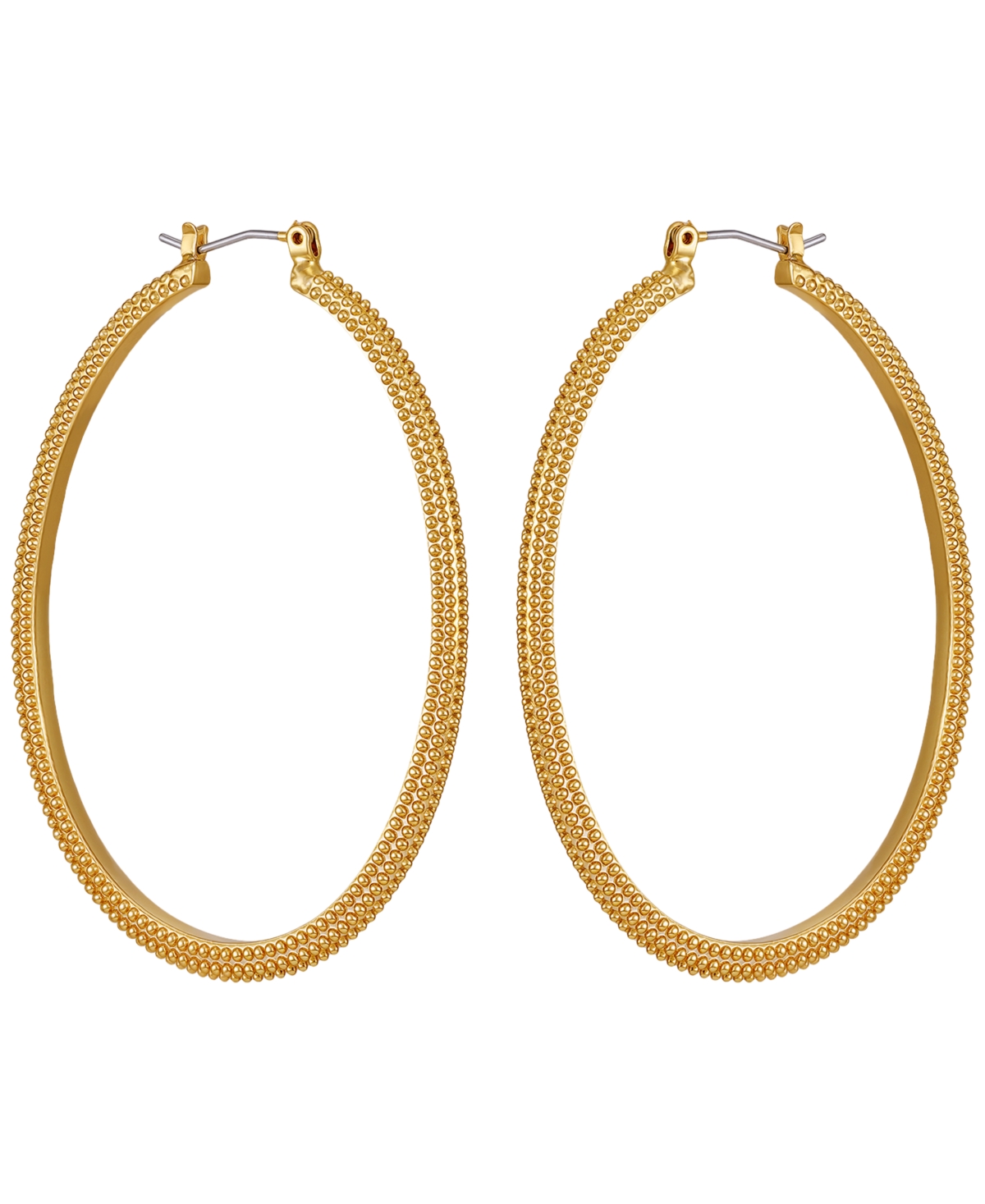Guess Gold-tone Textured Large Hoop Earrings In Gold