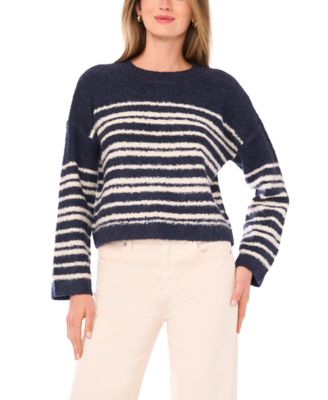 Women's Striped Long Sleeve Crewneck Sweater