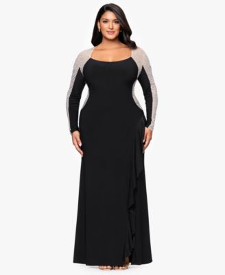 Plus Size Beaded Square Neck Ball Gown