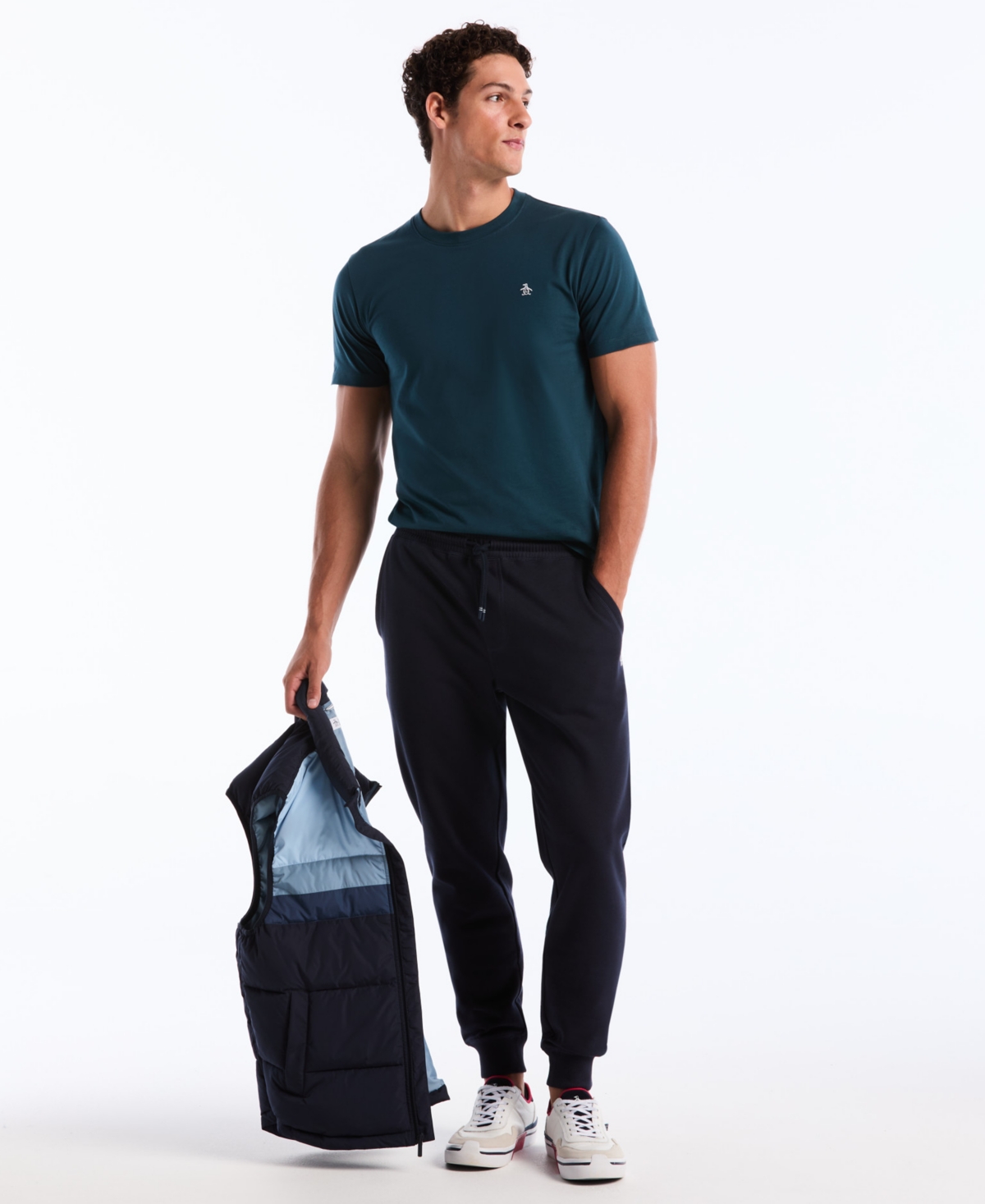 Original Penguin Men's Sticker Pete Cuffed Finish Pants In Blue