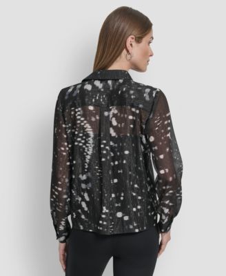 Women's Crinkle Detail Collared Shirt