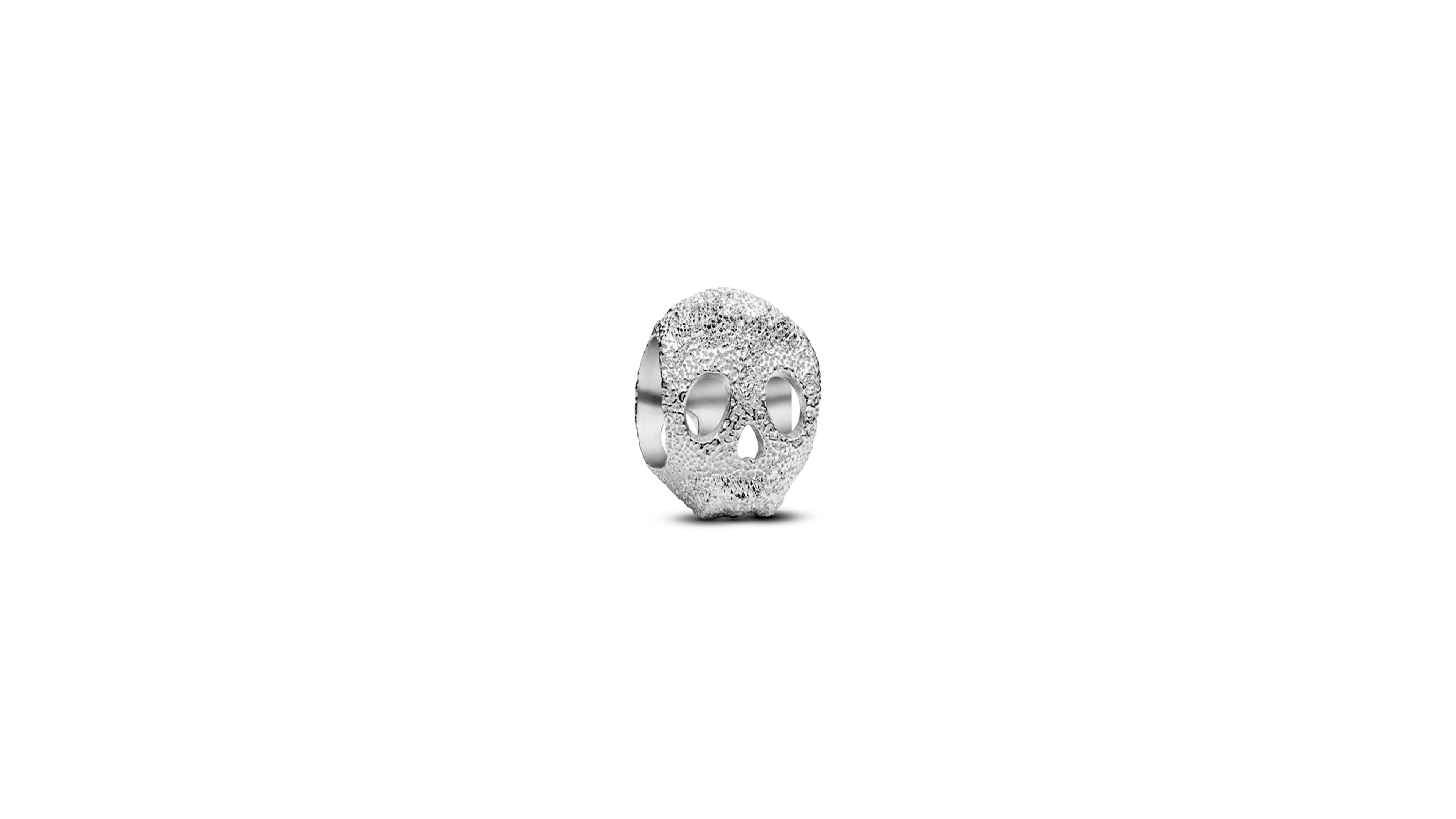 Pandora Sterling Silver Textured Skull Mini Charms