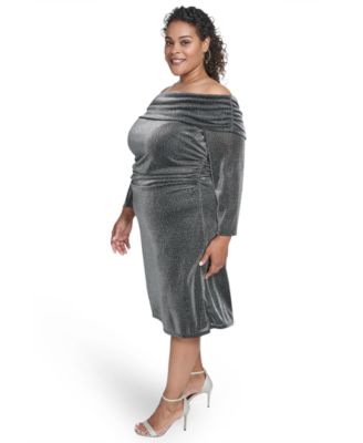 Plus Size Glitter Knit Midi Dress