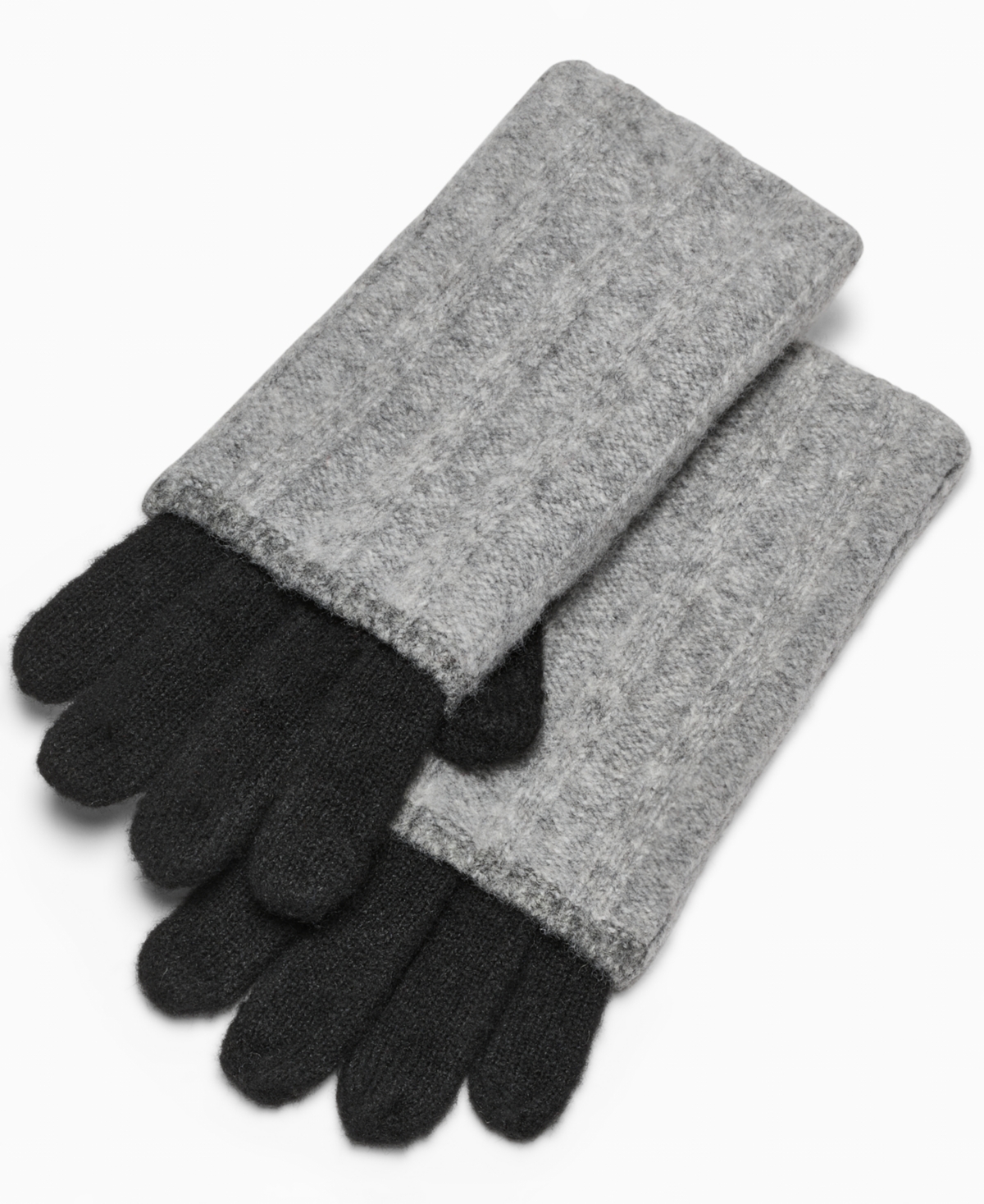Calvin Klein Patchwork Knit Gloves In Black