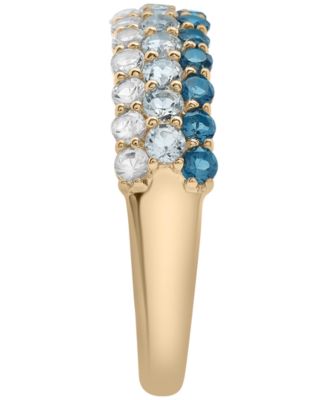 White Topaz (1/2 ct. t.w.), Sky Blue Topaz (5/8 ct. t.w.) and London Blue Topaz (1/2 ct. t.w.) Multi Row Ring in 14K Gold-Plated Over Sterling Silver