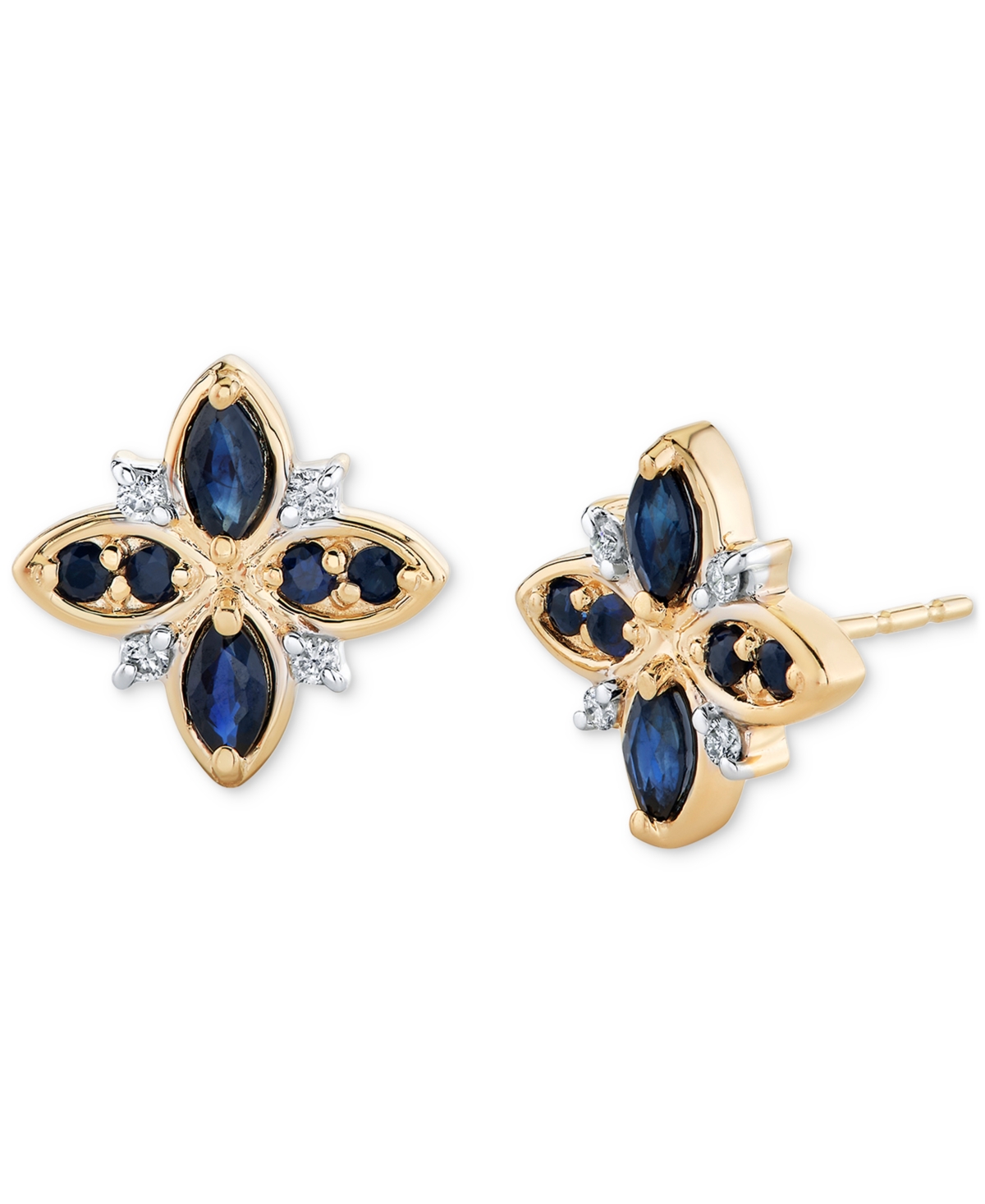 Macy's Sapphire Stud Earrings (3/4 Ct. T.w.) In 14k Yellow Gold In Gold