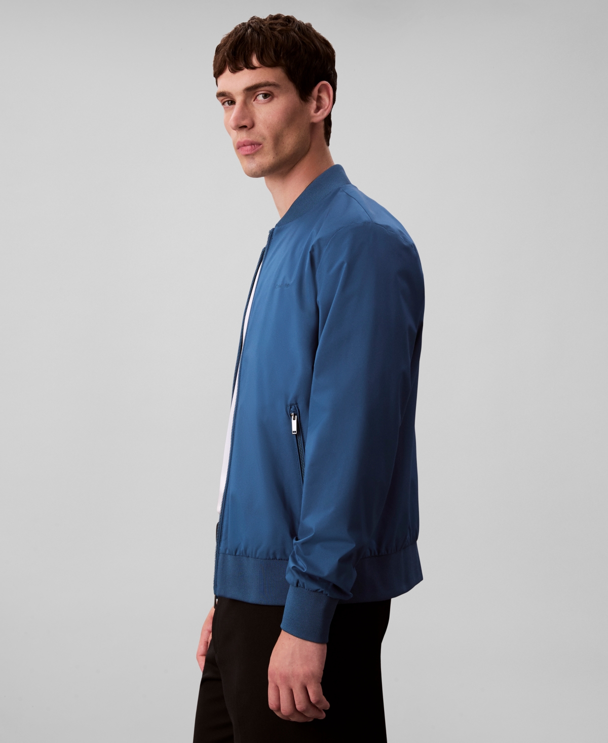 Calvin Klein Men's Matte Bomber Jacket In Blue