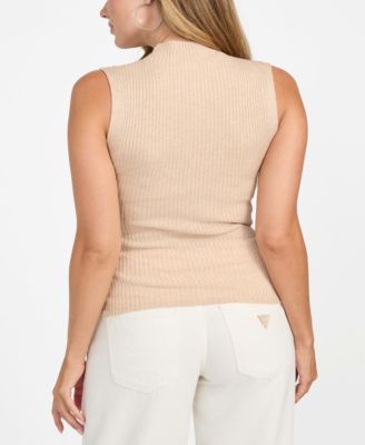 Women's Mock Neck Sleeveless Seamless Sweater
