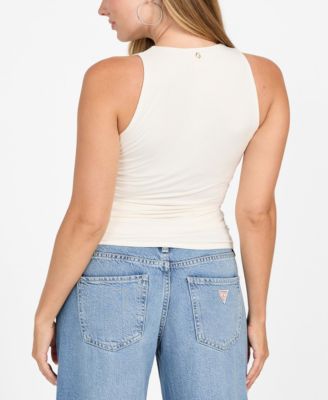 Women's Shirred High Neck Sleeveless Top