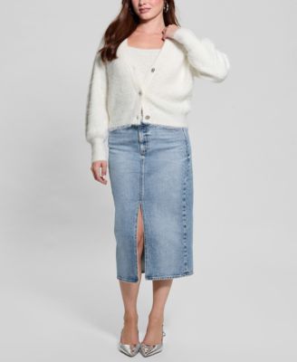 Women's Keyla Rhinestone-Button Cardigan Sweater