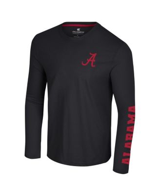 Men's Black Alabama Crimson Tide Logo Lockup 3-Hit Active Blend Long Sleeve T-Shirt